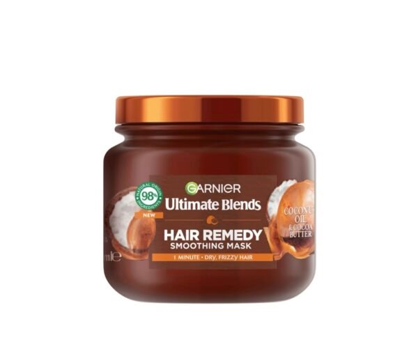 ماسك Garnier Ultimate Blends Hair Remedy – Smoothing Mask بزبدة الكاكاو وزيت جوز الهند