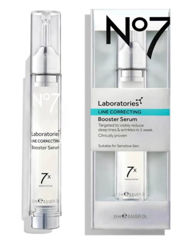 سيروم No7 Line Correcting Booster
إذا عندچ خطوط دقيقة أو تجاعيد وتريدين نتيجة سريعة وواضحة، هذا السيروم معمول خصيصاً لها