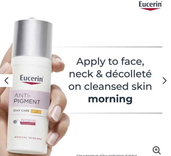 Eucerin Anti-Pigment Day Cream SPF 30
كريم نهاري علاجي للتصبغات، يوحد لون البشرة ويحميها من الشمس بنفس الوقت