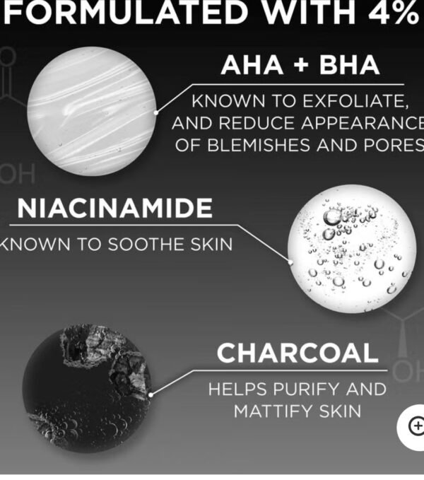 Garnier AHA + BHA Charcoal Serum 4%
سيروم قوي ينظّف البشرة بعمق ويخلّيها صافية وناعمة 
مخصص للحبوب، المسام الواسعة، وآثارها