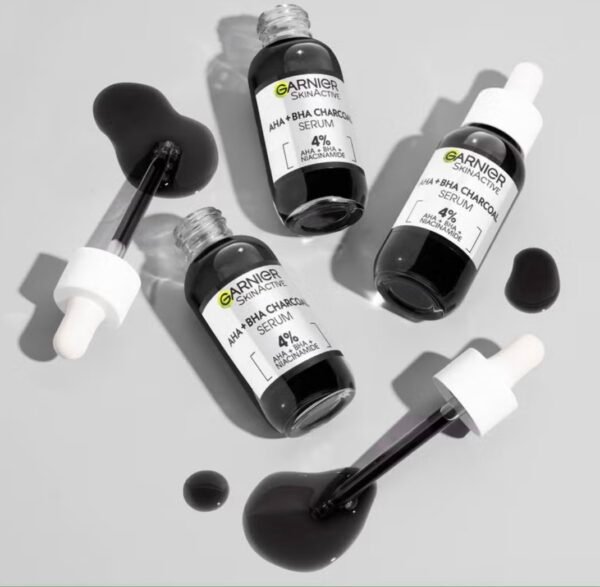 Garnier AHA + BHA Charcoal Serum 4%
سيروم قوي ينظّف البشرة بعمق ويخلّيها صافية وناعمة 
مخصص للحبوب، المسام الواسعة، وآثارها