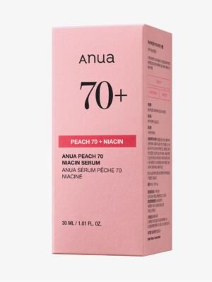 Anua Peach 70+ Niacin Serum
سيروم كوري خفيف وناعم، ينوّر البشرة ويخليها فريشة ومضيّة 
اختيار مثالي للبهتان والمسام وآثار الحبوب