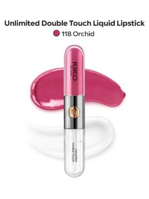 2026/01/1000088229.jpg أحمر الشفاه السائل المزدوج المعروض هو من نوع KIKO Unlimited Double Touch، واللون الذي يشير إليه رقم 118 هو لون الأوركيد (Orchid). يُوصف هذا اللون بأنه وردي فوشيا بارد وجميل.